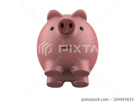 Pink piggy bank isolated on a white background 104943653