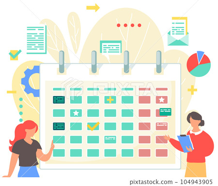 Effectively organizing work with calendar, planning meetings and dates, tasks, important events 104943905