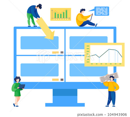 Video conference and online communication vector concept. People connecting together, meeting online 104943906