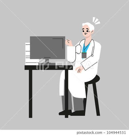 doctor, laptop, vector 104944531