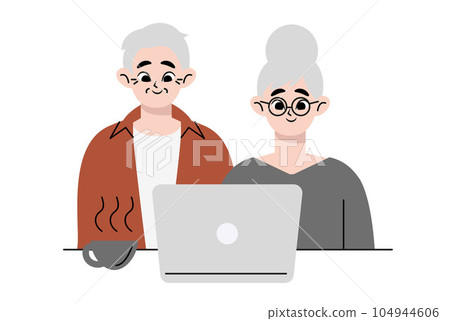 senior, couple, laptop 104944606