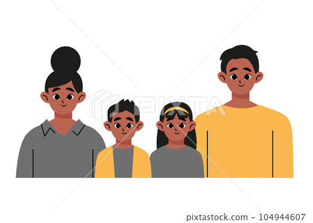 Happy family with kids. Happy family children and parents. Flat drawn style vector design illustration	 104944607