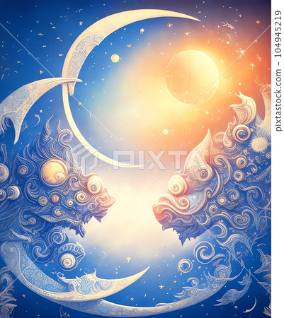 Sun and moon background AI 104945219