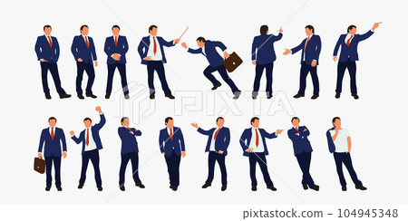 businessman in various poses in big set 104945348