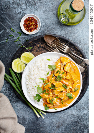 Chicken curry with rice 104945807