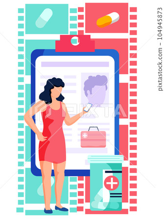 Online medical consultation concept. Remote communication patient with a doctor or pharmacist Online medical consultation concept. Remote communication patient with a doctor or pharmacist 104945873