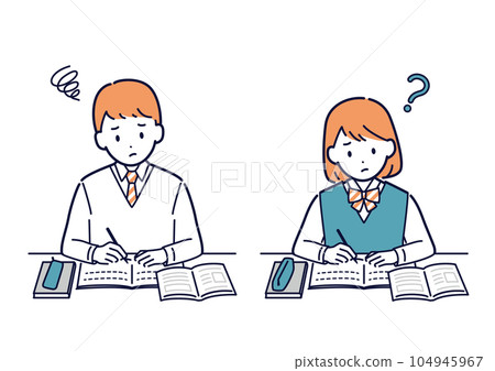 因不懂學習而陷入困境的男女學生 104945967