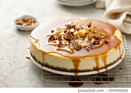 Apple caramel pecan cheesecake Apple caramel pecan cheesecake 104946680