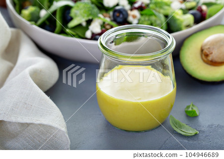 Healthy honey mustard dressing with avocado 104946689
