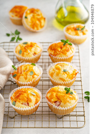 Ham and cheese muffins 104946879