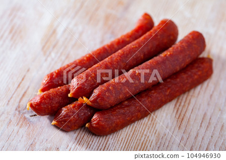 Close up view of tyrolean sausages Close up view of tyrolean sausages 104946930