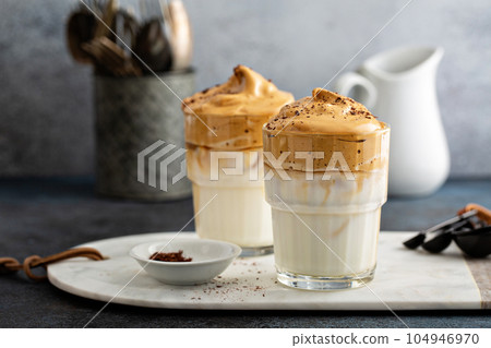 Dalgona coffee or whipped instant coffee Dalgona coffee or whipped instant coffee 104946970