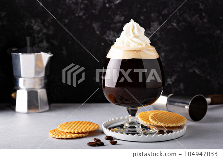 Irish coffee in a glass Irish coffee in a glass 104947033