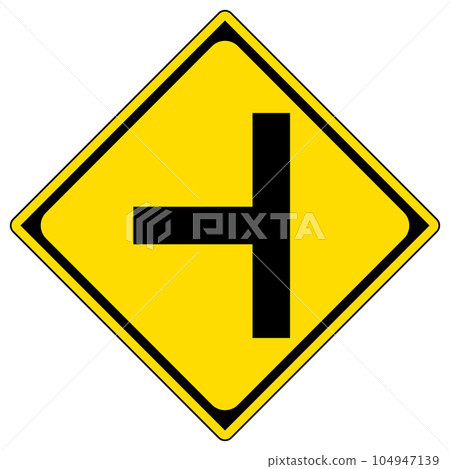 有路標、警告標誌、┫道路交叉口 104947139