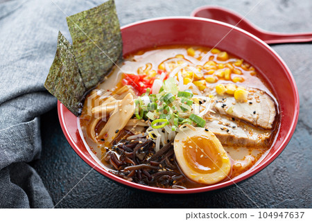 Ramen miso soup bowl 104947637