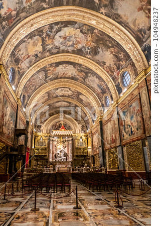 Malta, Valletta, interior of the Baroque Saint John 104948237