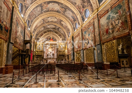 Malta, Valletta, interior of the Baroque Saint John 104948238