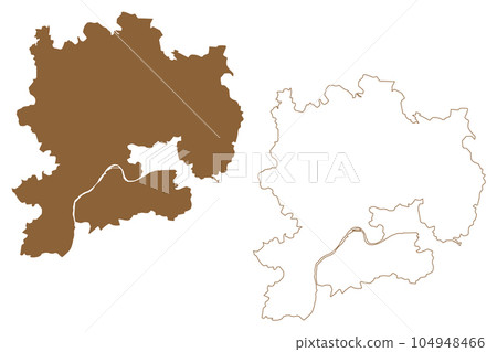 Krems-Land district (Republic of Austria or Osterreich, Lower Austria or Niederosterreich state) map vector illustration, scribble sketch Bezirk Krems Land map 104948466