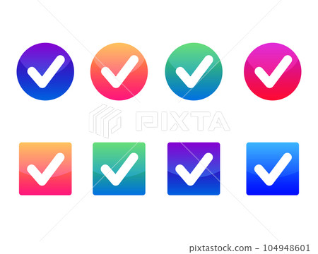 圓形和方形三維複選標記漸變 104948601