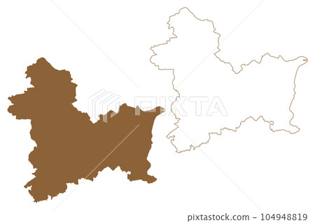Linz-Land district (Republic of Austria or Osterreich, Upper Austria or Oberosterreich state) map vector illustration, scribble sketch Bezirk Linz Land map 104948819