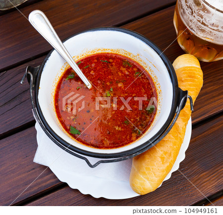 Plate of delicious bean soup.  104949161