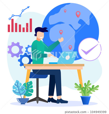 Illustration vector graphic cartoon character of international financial growth Illustration vector graphic cartoon character of international financial growth 104949399