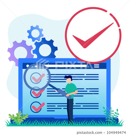 Illustration vector graphic cartoon character of product quality control and logistics 104949474