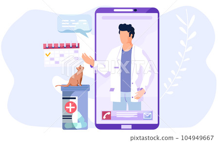 Online veterinarian consultation. Veterinary doctor appointment. Modern healthcare technologies Online veterinarian consultation. Veterinary doctor appointment. Modern healthcare technologies 104949667