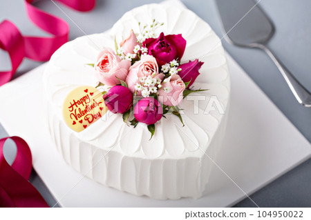 Valentines Day cake with cream 104950022