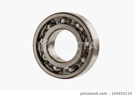 Bearing isolated on white background with clipping path, mechanical engine component. 104950219