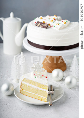 White Christmas cake White Christmas cake 104950297