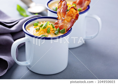 Potato soup with bacon and cheese Potato soup with bacon and cheese 104950603