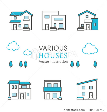 簡單房屋的矢量圖圖標集 簡單房屋的矢量圖圖標集 104950742