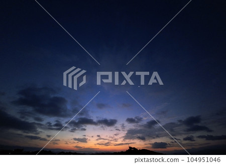 Summer dawn sky with various clouds / super wide angle / sky main / 230712am Summer dawn sky with various clouds / super wide angle / sky main / 230712am 104951046