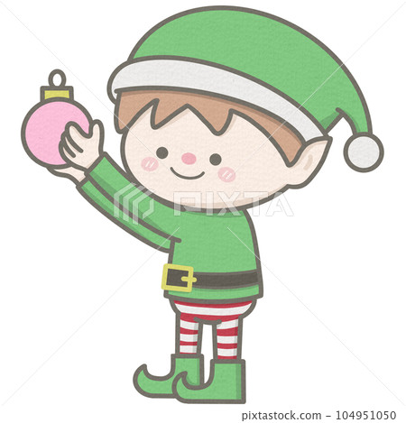 Little elf with Christmas ornament 104951050