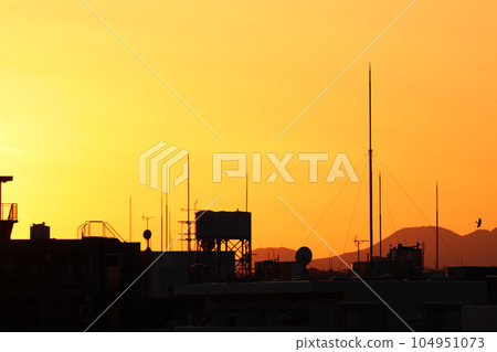 夕陽下的建築剪影 104951073