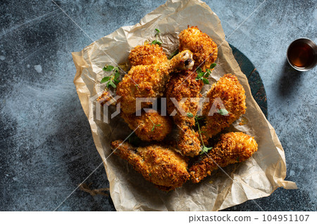 Panko breaded fried chicken drumsticks Panko breaded fried chicken drumsticks 104951107