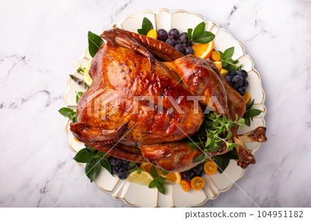 Whole roasted turkey for Thanksgiving 104951182