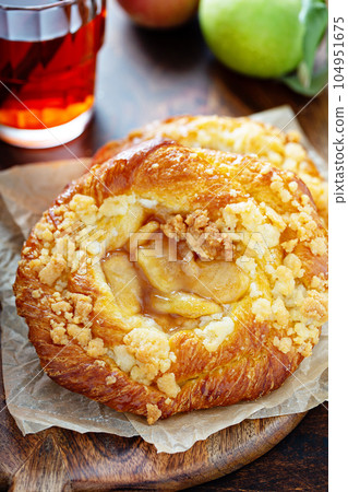 Apple danish with tea 104951675