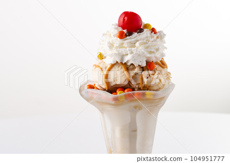 Peanut butter ice cream sundae Peanut butter ice cream sundae 104951777
