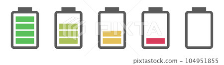 電池圖標設置不同的充電水平。向量。 104951855