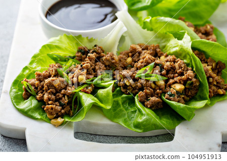 Chicken or turkey asian lettuce wraps 104951913