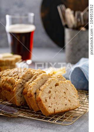 Beer bread on a cooling rack Beer bread on a cooling rack 104951932