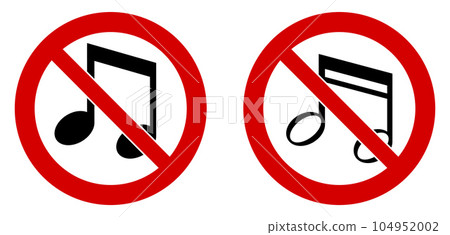 Keep your music low / quiet please sign. Musical note icon in red crossed circle Keep your music low / quiet please sign. Musical note icon in red crossed circle 104952002