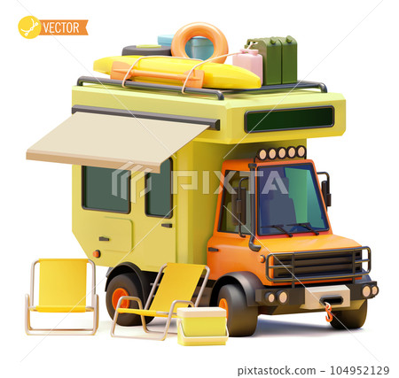 Vector camper van on the campsite 104952129