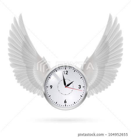 White clock with white wings. White clock with white wings. 104952655