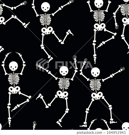 Pattern with funny dancing skeletons for Halloween Pattern with funny dancing skeletons for Halloween 104952941