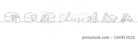 Cheese one line continuous drawing. Cheese... - Stock Illustration ...