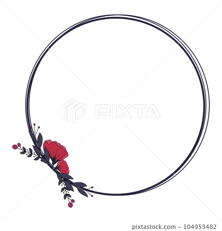 Round frame with flowers. Botanical template with flowers. Vector illustration Round frame with flowers. Botanical template with flowers. Vector illustration 104953482