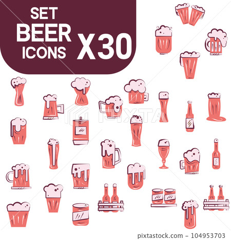 Set of colored beer icons Vector 104953703